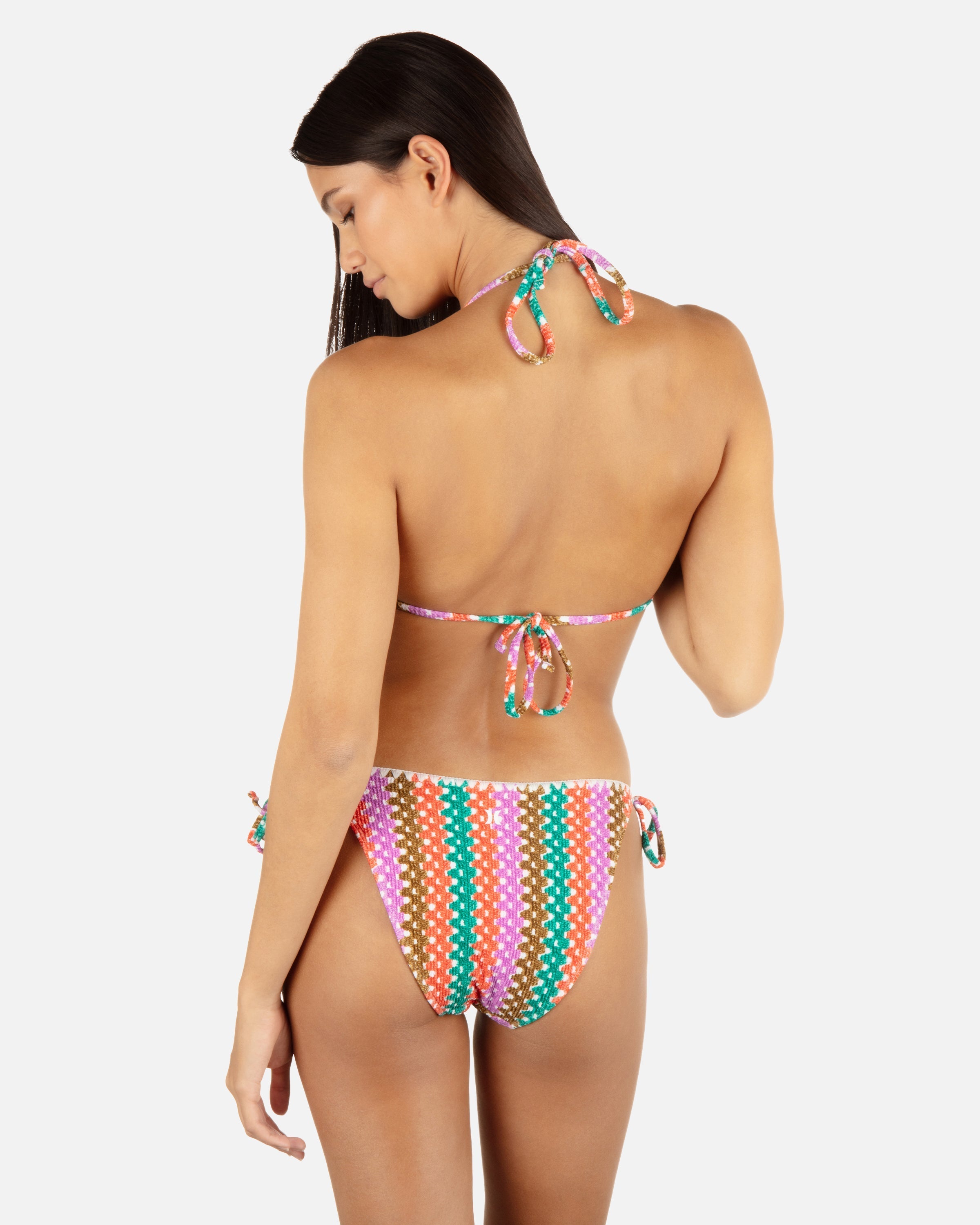 Printed Stripe Crochet Scrunch Cheeky Tie Side Bottom