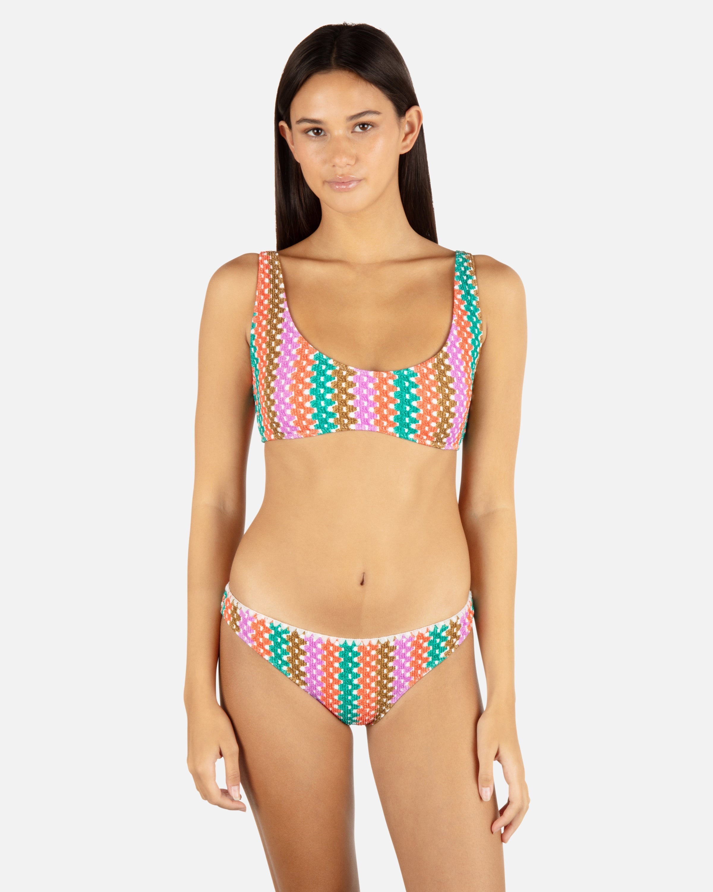 Printed Stripe Crochet Scrunch Moderate Bottom