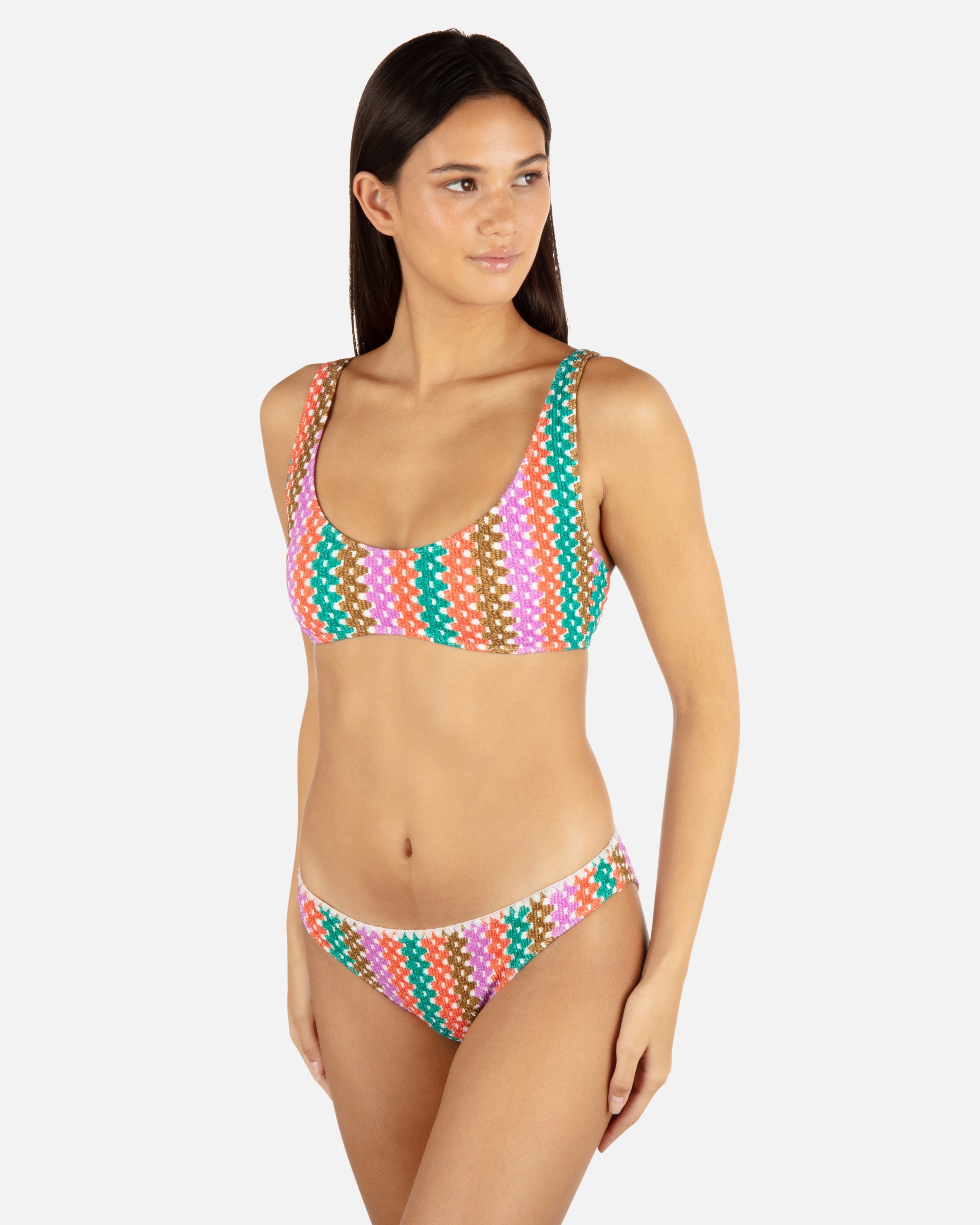 Printed Stripe Crochet Scrunch Moderate Bottom
