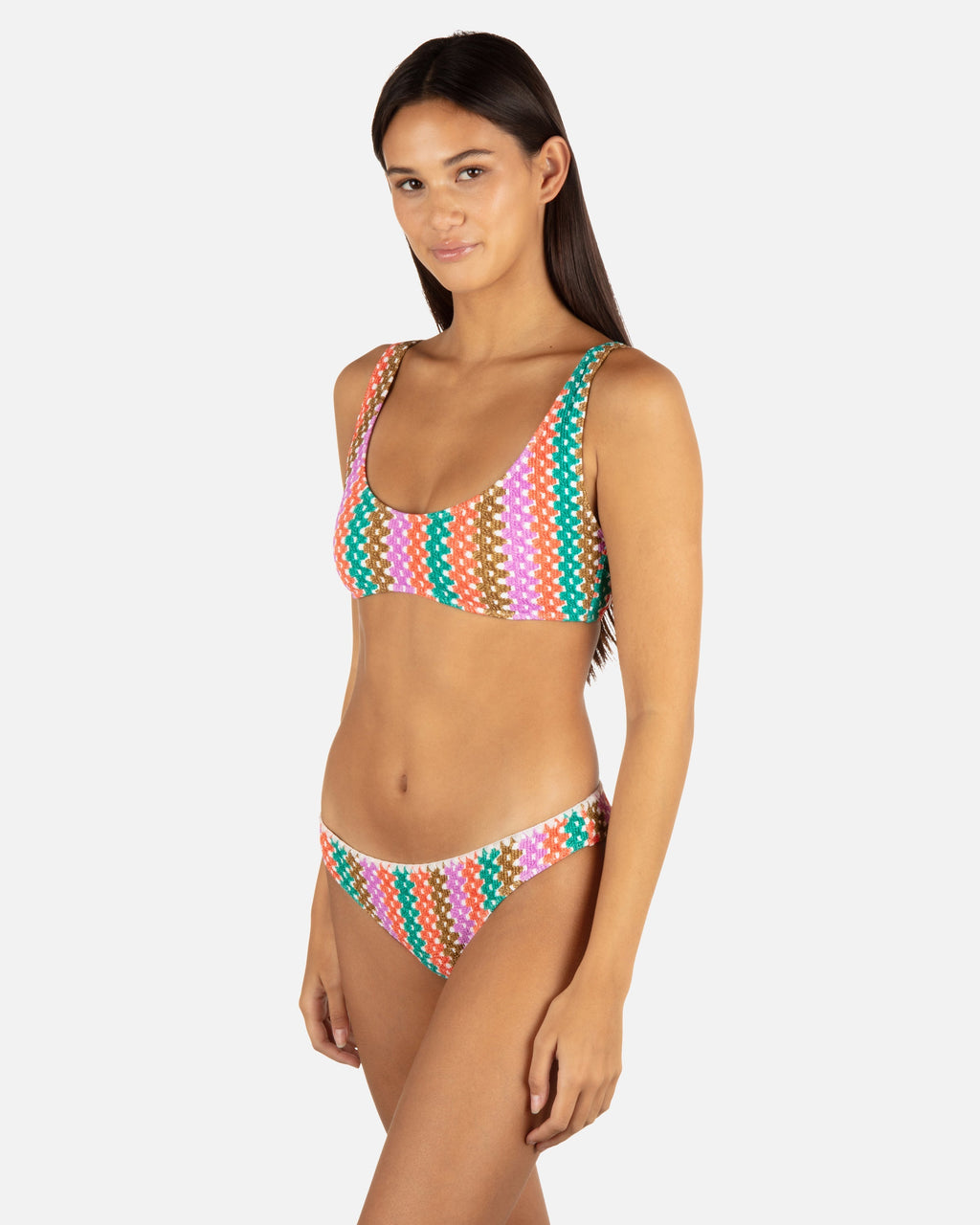 Printed Stripe Crochet Scrunch Bralette
