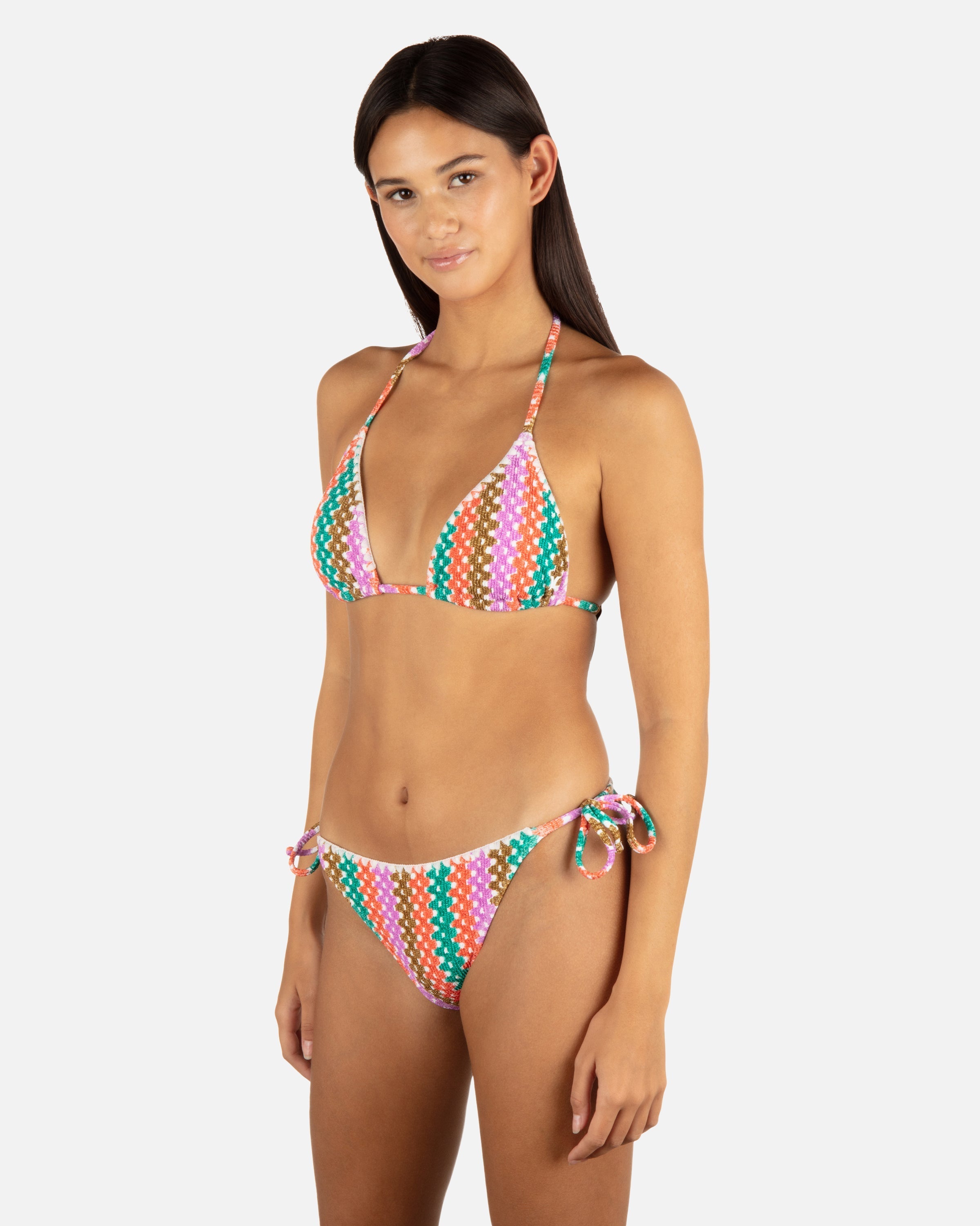 Printed Stripe Crochet Scrunch Classic Tri Top